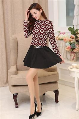 2015春款韓版拼接連衣裙 時(shí)尚修身，一件代發(fā)